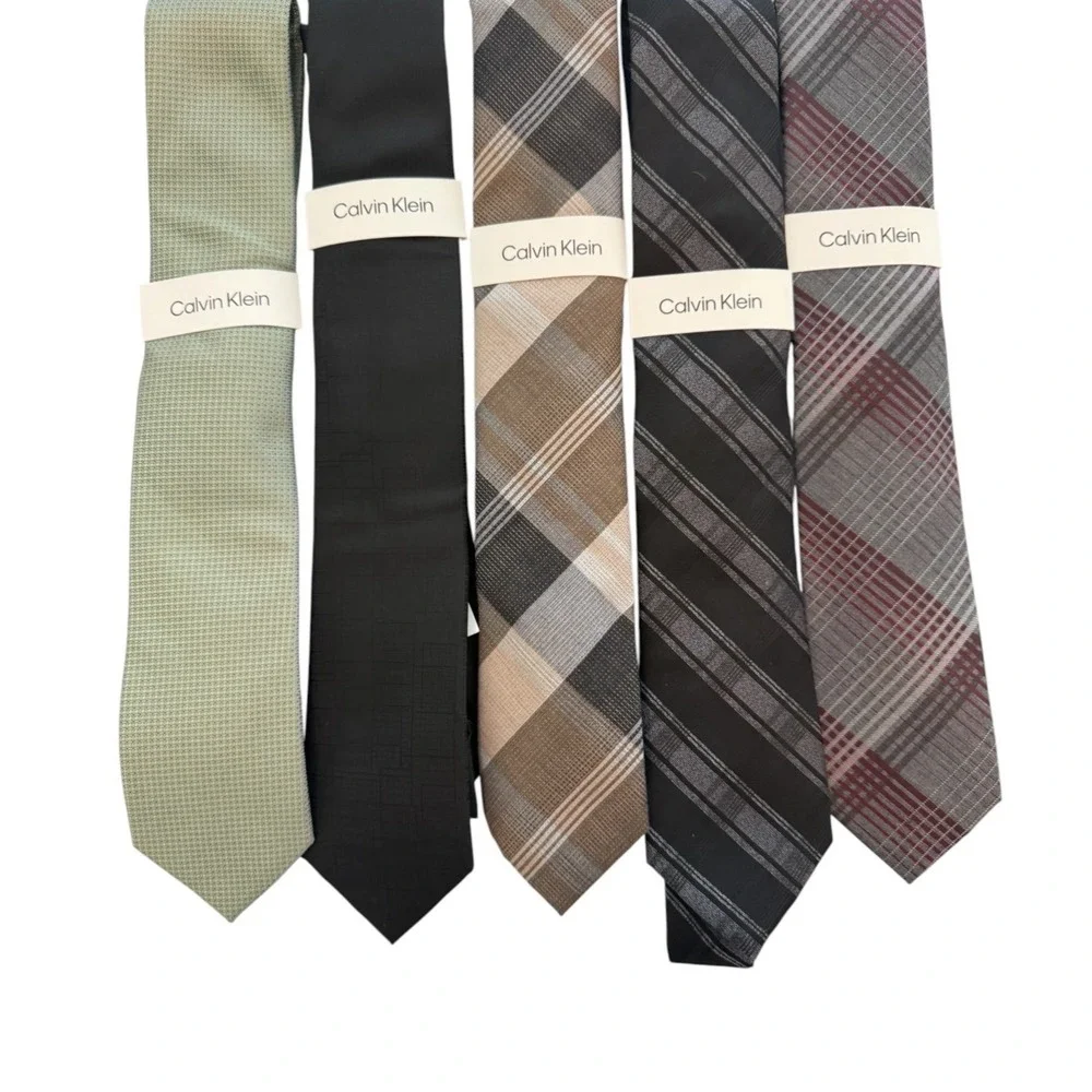 Calvin Klein Necktie Mens One Size Ties Various Colors and Patterns New lot of 5